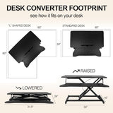 OUKMIC Standing Desk Converter 32” Height Adjustable Sit to Stand Up Desk Riser with Keyboard Tray for Home or Office, Dual Monitor and Computer Workstation Wide 2-Tier Desktop, Black OUKMIC