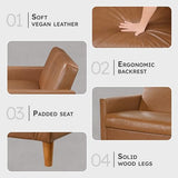 Lexicon 79"W Convertible Futon Sofa Bed, Loveseat, Faux Leather Upholstered Couch Sleeper, Adjustable Backrests, Padded Pocket Coil, Solid Wood Legs for Living Room, Bedroom, Apartment, Office, Camel Lexicon