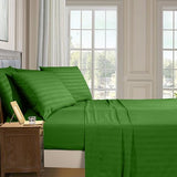 Elegant Comfort Luxury Soft Bed Sheets Dobby Stripe 1500 Premium Hotel Quality Microfiber Softness Wrinkle and Fade Resistant (6-Piece) Bedding Set, Full, Stripe Royal Green Elegant Comfort