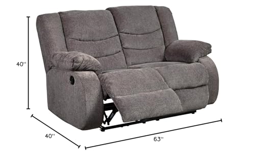 Signature Design by Ashley Tulen Modern Manual Pull Tab Reclining Loveseat, Dark Gray Signature Design by Ashley