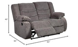 Signature Design by Ashley Tulen Modern Manual Pull Tab Reclining Loveseat, Dark Gray Signature Design by Ashley