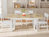 Itaar 5-Piece Dining Table Set for 4-6 People, 63" Extendable Kitchen Table and 4 Cushion Chairs, Dining Room Table with MDF Board & Metal Frame for Small Space, Easy Clean, Natural Itaar