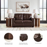 Signature Design by Ashley Santorine Transitional Tufted Leather Match Loveseat, Dark Brown Signature Design by Ashley