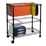Oceanstar 2-Tier Metal Rolling File Cart, 24 in. L x 12.4 in. W x 28 in. H, Black Oceanstar