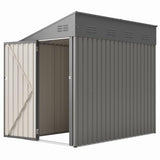 YOPTO 4x8 FT Outdoor Storage Shed,Lean to Lockable Metal Garden Shed Steel with Reinforced Beams,All Weather Waterproof Storage House W/Lockable Door&2 Air Vents,for Backyard,Patio,Lawn,Garden,Gray YOPTO
