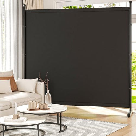 Yettsoy Single Panel Room Divider 6FT Large Privacy Partition Screen, 71" W Freestanding Wall Divider for Room Separation, Portable Room Divider Panel Privacy Screen for Dorm Studio Office, Black Yettsoy
