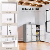 FURSTEL Student Locker Organizer, Multi-Door Steel Locker, Small Locking Cabinet Storage Organizer, Office File Cabinet, Home Locker, Gym Locker, Metal Storage Locker (9 Door, Grey & White) FURSTEL
