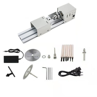 BJinegely Mini Lathe Beads Polisher Machine, Micro-Multi-Function Lathe Woodworking Wood DIY Tool Set