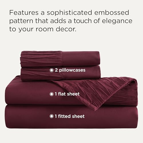 Bedsure California King Sheet Sets - 4 Pieces Soft Cal King Sheets - Breathable & Cooling - Hotel Luxury - Easy Care Polyester Microfiber Bedding for Women, Men, Red Bedsure