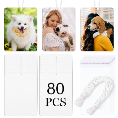 80 Pcs Sublimation Air Fresheners Blanks with Bags, DIY Sublimation Air Freshener Sheets Scented Hanging Felt Heat Transfer Air Freshener for Car Home Interior Decor BAOZOON