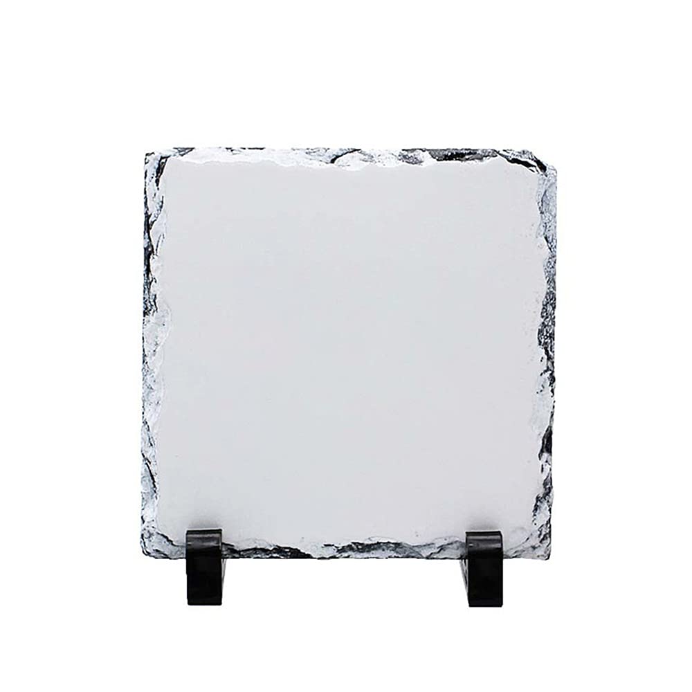 MR.R Sublimation Blank Square Rock Slate Photo Plaque Picture Frame, Customized Photo Frame Novelty for Wedding,Birthday,Baby Birth,7.88 x 7.88 inch MR.R