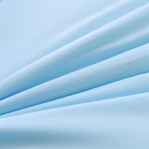 Holawakaka Light Blue Waterfall Ruffle Comforter Set Twin Size Multi-Layers Ruffled Shabby Chic 3PCS Bedding Set for Girls Women Holawakaka