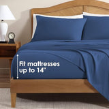 ClevaHome Sheet Set Twin Size, 3-Piece Bedding, Lightweight & Super Soft Easy Care Microfiber– Shrinkage & Fade Resistant Bedding Set with 14'' Deep Pockets (Navy Blue) Cleva