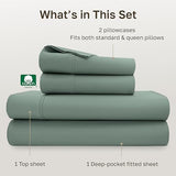 California Design Den Queen Sheet Set - Soft 400 Thread Count Sateen, Natural 100% Cotton Sheets, Deep Pockets with All Around Elastic for a Snug Fit, Durable Bedding Set - Sage Green California Design Den