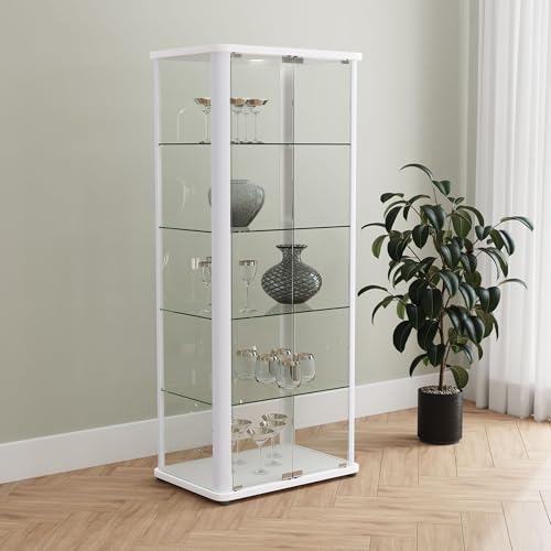 Coaster Home Furnishings Aero 5-Shelf Display Curio Cabinet with LED Lighting White Coaster Home Furnishings