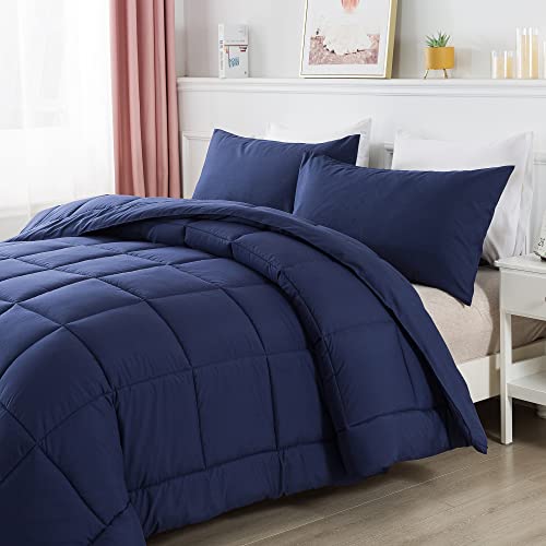 DOWNCOOL Twin Comforter Set -All Season Bedding Comforters Sets with 1 Pillow Case -2 Pieces Bed Set Down Alternative Comforter Set -Blue Twin Bedding Sets(64"x88") DOWNCOOL