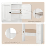 Ahomly Over The Toilet Storage Cabinet, 32.3" W x 70.3" H Over Toilet Bathroom Organizer with Doors, Adjustable Shelves, Toilet Paper Holder, 2 Side Hooks, Space-Saver for Bathroom, Laundry, White Ahomly