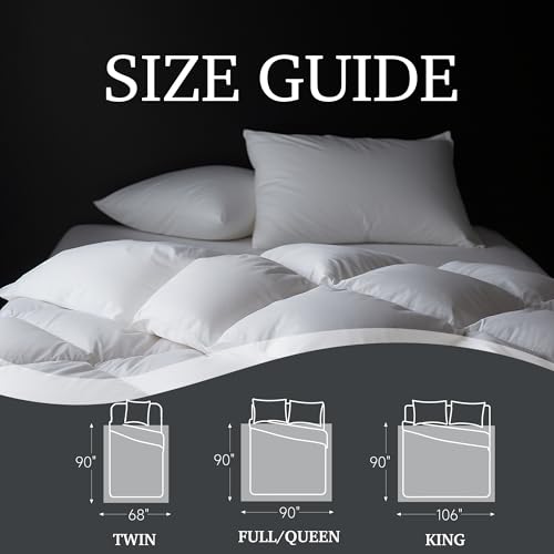 Hotel Grand Luxury White Goose Feather Down Fiber Comforter Twin Size, 100% Cotton All Season Duvet Insert Twin, Medium Warmth Bedding Comforter with 8 Corner Loops, White 68x90 Inch Hotel Grand