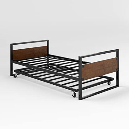 ZINUS Suzanne Bamboo and Metal Daybed with Trundle / Mattress Foundation with Steel Slat Support / Easy Assembly, Twin - WoodArtSupply