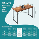 OLIXIS 44 Inch Home Office Desk, Small Computer Work Table with X-Shaped Reinforcement, Home Simple Modern Writing Study Table, Rustic Brown OLIXIS