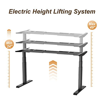 AITERMINAL Electric Standing Desk Frame Dual Motor Height Adjustable Desk Motorized Stand Up Desk-Black(Frame Only) - WoodArtSupply