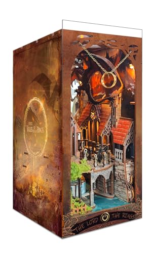 DIY Book Nook Kit,New DIY Dollhouse Booknook Bookshelf Insert Decor,3D Wooden Puzzles with LED,Book Nook Miniature Kit,Birthday Easter Home Decor for Teens Adult (Spirit Valley of The Magic Ring)
