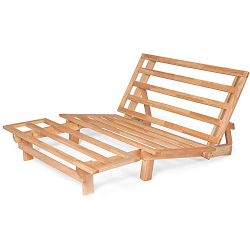 Nirvana Futons Tri-Fold Wood Futon Frame Full Size Sofa Bed Lounger - (Affordable Space Saver, Natural Finish) Ideal for Small Spaces, RVs, and Dorm Rooms Nirvana Futons