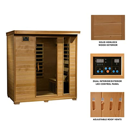 Radiant Saunas BSA2418 4-Person Hemlock Infrared Sauna Blue Wave