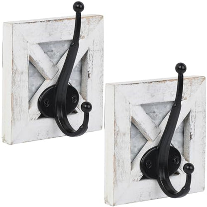 Autumn Alley Farmhouse Bathroom Decor White Hooks, Towel Hook, Coat Hooks, and Robe Hooks for Bathroom Farmhouse Wall Decor, Wall Mounted, Rustic Wall Decor Hooks, 2 Pack, White