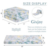 Givjoy Foldable Floor Mattress for Kids, Glow in The Dark Dinosaur Toddler Washable Tri Folding Floor Mat for Nap Daycare, Child Trifold Futon Sofa Bed with Storage Bag for Playroom Girls and Boys Givjoy