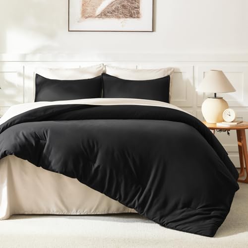 Litanika Black Twin/Twin XL Comforter Set, 2 Pieces Lightweight Solid Bedding Comforter Set, All Season Fluffy Bed Set (66x90In Comforter & 1 Pillowcase) Litanika
