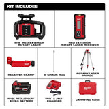 Milwaukee M18 Red Exterior Rotary Laser Level Kit w/Receiver, Tripod, & Grade Rod Milwaukee