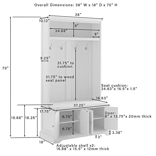 Crosley Furniture Holbrook Hall Tree, Distressed Seafoam Blue Crosley Furniture