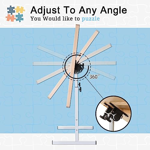 BittPicc Puzzle Table 1500 Pieces Wooden Jigsaw Puzzle Table with Legs Height Adjustable & Angled Tiltable Puzzle Tables for Adults Folding Puzzle Board Table BittPicc