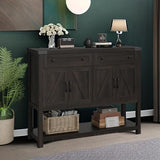 HOSTACK Buffet Sideboard Cabinet with Storage, 47.2" Modern Farmhouse Coffee Bar with 2 Drawers, Barn Door Console Table with Shelf for Kitchen, Dining Room, Living Room, Entryway (Dark Brown) HOSTACK