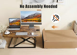JOY worker Standing Desk Converter, 31 Inch Compact Height Adjustable Stand up Desk Riser, Ultra Low Profile Sit to Stand Table for Laptop Riser Workstation, Rustic Brown JOY worker