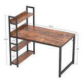 CubiCubi Computer Desk 47 inch with Storage Shelves Study Writing Table for Home Office,Modern Simple Style, Rustic Brown CubiCubi