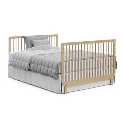 Storkcraft Santorini Deluxe 5-in-1 Convertible Crib with Bonus Toddler Guardrail (Driftwood) – GREENGUARD Gold Certified, Toddler Guardrail Included in Box, Fits Standard Crib Mattress - WoodArtSupply