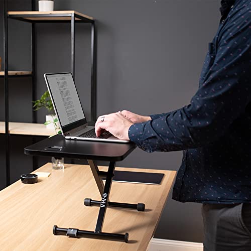 VIVO Black Small Single Top 28 inch Standing Desk Converter, Tabletop Sit to Stand Monitor Riser with Scissor Lift Height Adjustment, DESK-V011F VIVO
