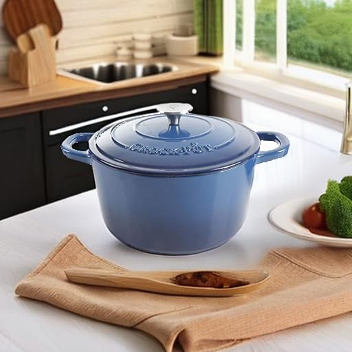 Crock-Pot Artisan Round Enameled Cast Iron Dutch Oven, 5-Quart, Blue Crock-Pot