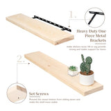 Marsmiles 36 Inch Floating Shelves Wood Unfinished, Natural Wooden Floating Shelves for Wall Set of 2, Solid Wood Wall Mounted Shelves for Bathroom Marsmiles