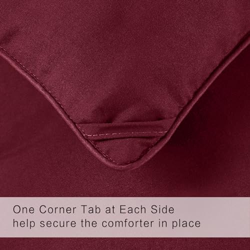 COHOME Quilted Queen Size Comforter - All-Season Down Alternative Duvet Insert - Luxury Hotel Winter Warm Burgundy Comforter with Anti-Clump Tech & 8 Tabs -Reversible（88"x88"） COHOME