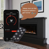 Modern Ember Patton Black Mantel Package 64" W x 42" H with 42 Inch Electric Fireplace - 5 Flame Colors, 10 Ember Bed Colors, Log Kit & Crystal Embers | Alexa/WiFi Enabled Modern Ember