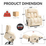 RHHVVR Electric Lift Chair Oversized, Dual Motor Power Lift Recliner Faux Leather Sofa with 8-Point Vibration Massage and Lumbar Heating, Stainless Steel Cup Holders for Elderly, Medium-Firm, Beige RHHVVR