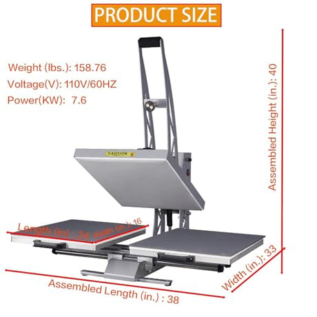 Semi-Automatic 16x24 Heat Press Machine: Auto Open Dual Platen Sublimation T-Shirt Press - Large Format 110V Heat Press with Precision Wire Tube and Teflon Coating AVGVLIJ
