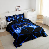 Feelyou Kids Gamer Comforter Set,Gaming Bedding Set Twin Size for Boys Girls,3D Geometric Video Game Console Comforter,Blue and Black Game Contoller Bed Set for All Season Feelyou