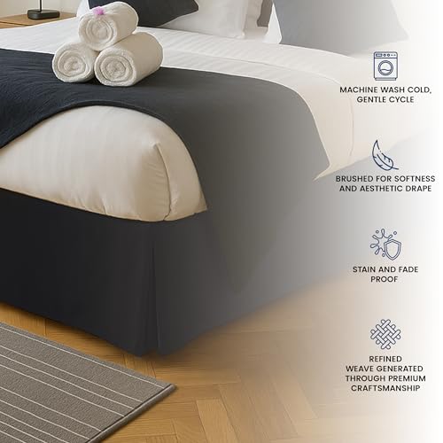 Utopia Bedding Full Bed Skirt - Soft Quadruple Pleated Ruffle - Easy Fit with 16 Inch Tailored Drop - Hotel Quality, Shrinkage and Fade Resistant (Full, Black) Utopia Bedding