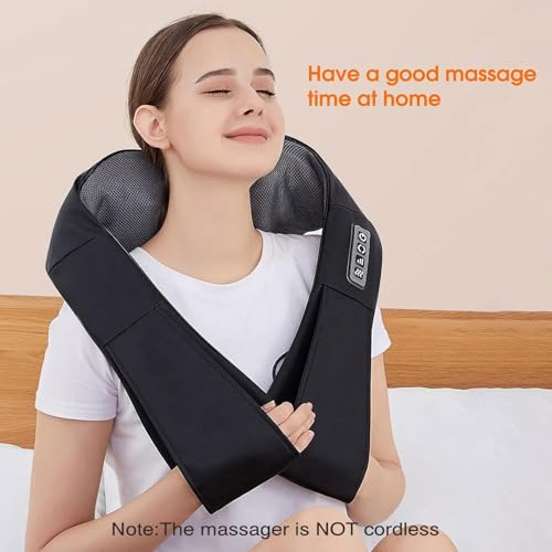 AERLANG Shiatsu Back and Neck Massager, Back Massager Deep Tissue Kneading Neck and Shoulder Massage with Heat, Electric Massage Pillow Fathers Day Gift Ideas from Daughter Son(NOT Cordless) AERLANG