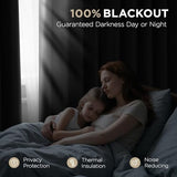 Joydeco Blackout Curtains for Bedroom, Black out curtains 96 inch long 2 Panels, Long Black Drapes with Rod Pocket Back Tab, Room Darkening Noise Reducing & Wrinkle-Free Drapes for Living Room Windows Joydeco