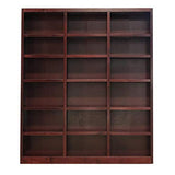 Bowery Hill 84" Traditional Triple Wide Wood Bookcase with Adjustable Shelves in Cherry Finish BOWERY HILL